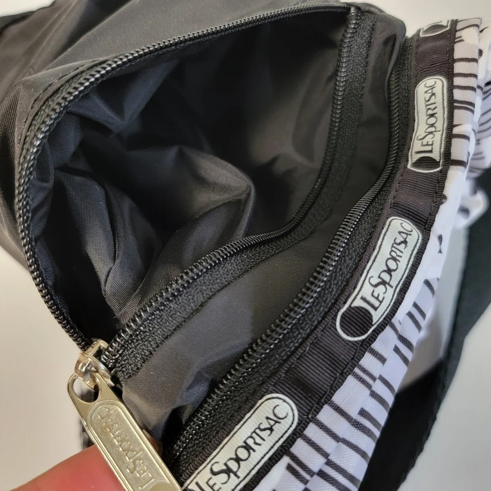 LeSportsac Black White Butterfly Hobo Shoulder Bag Crescent